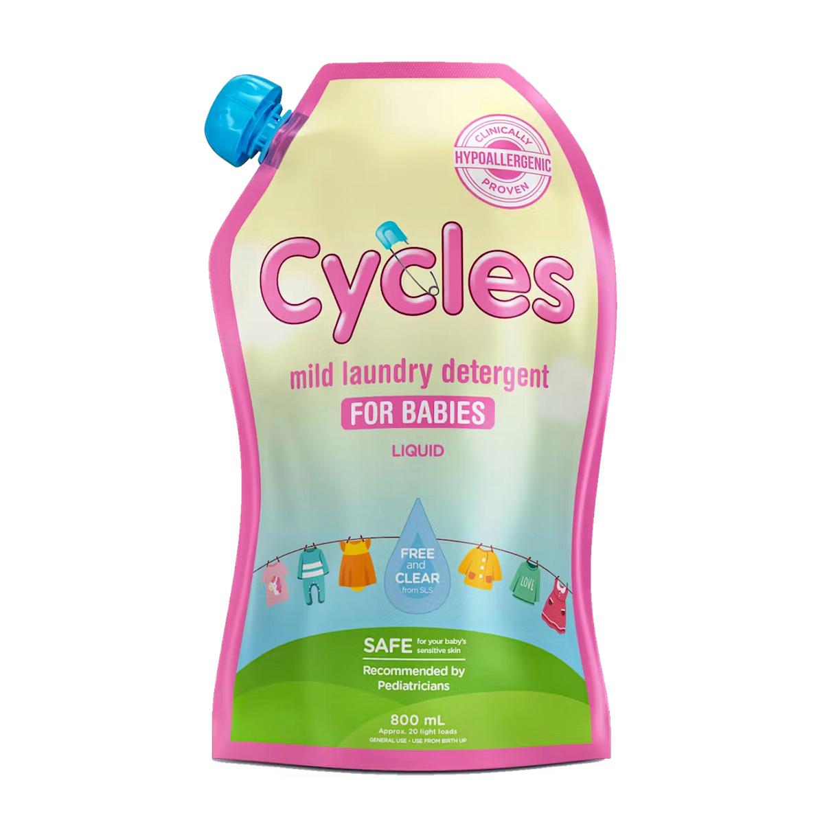 Cycles Mild Laundry Liquid Detergent 800mL Refill