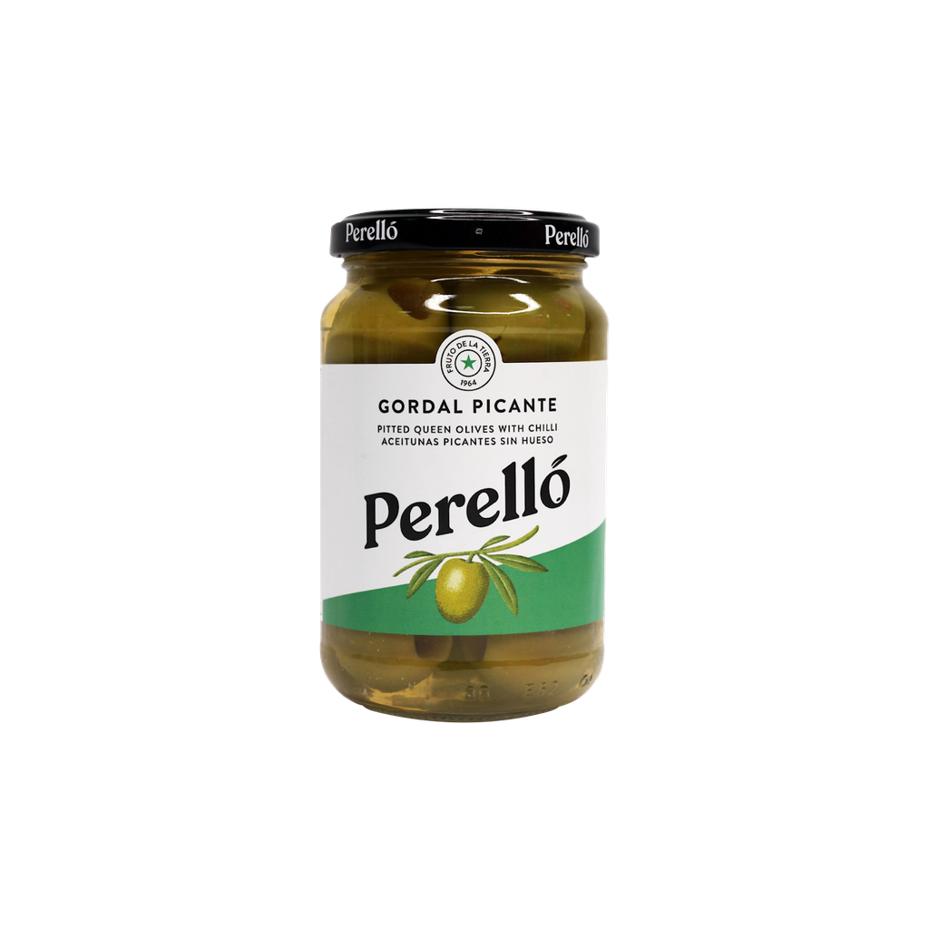 Perello Pitted Queen Olives With Chili (Gordal Picante) 350g