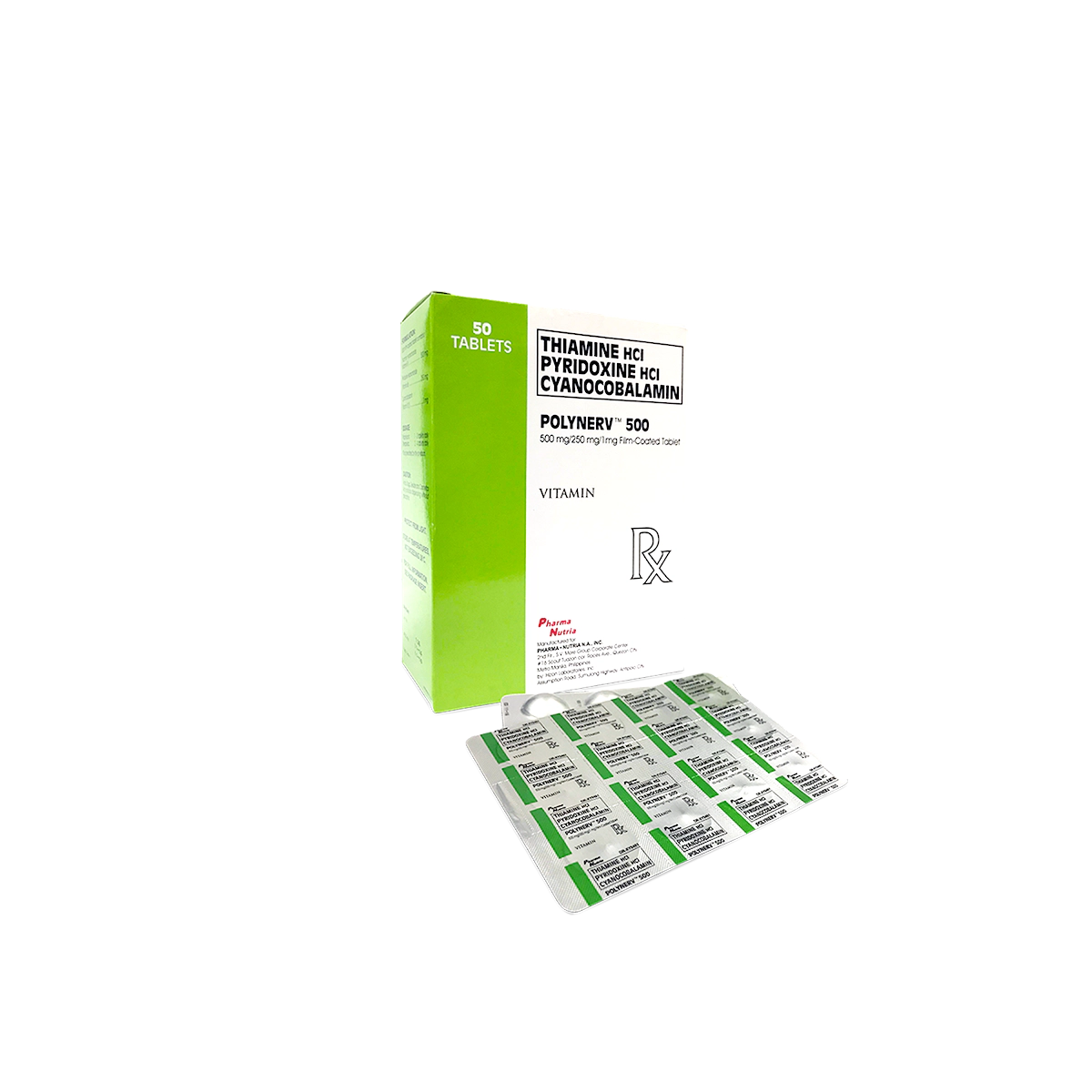 Polynerv 500 500mg/250mg/1mg Tablet