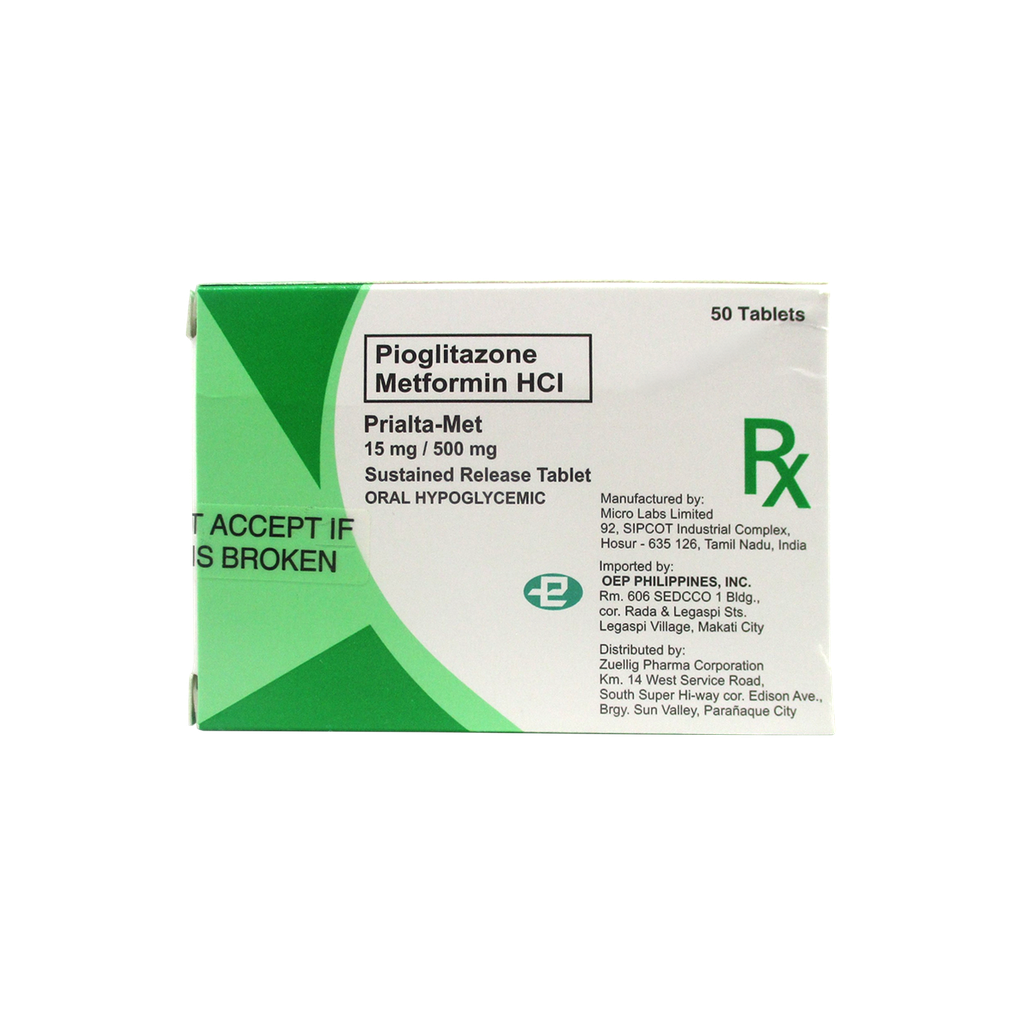 Prialta-Met 15mg/500mg Sustained Release Tablet