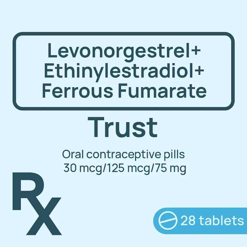 Trust Pill Oral Contraceptive Pills 30 mcg/125 mcg/75mg X 28  s
