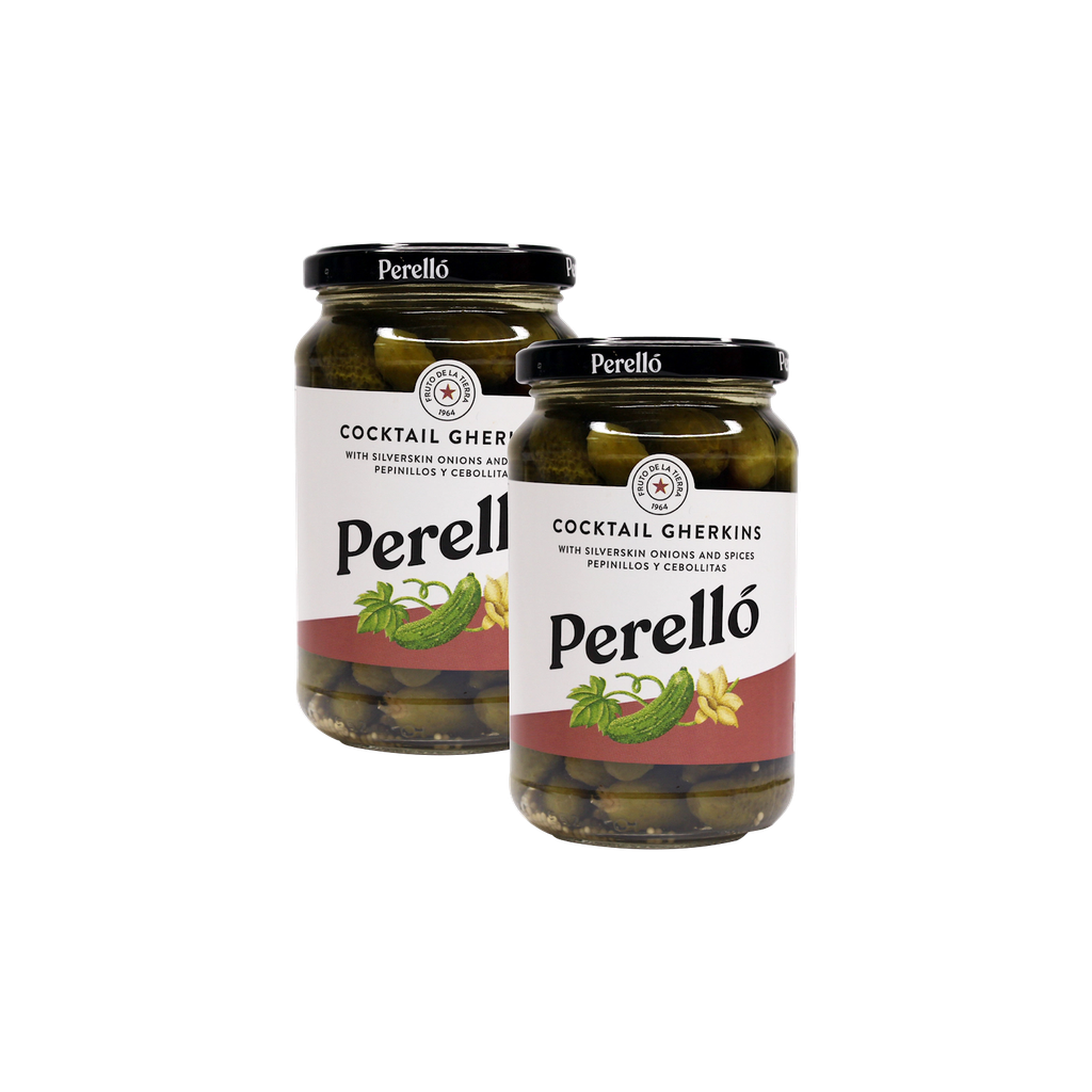 Perello Cocktail Gherkins With Silverskin Onions And Spices 345g