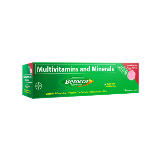 [10009398] Berocca Mixed Berries Energy Vitamins Effervescent 15's