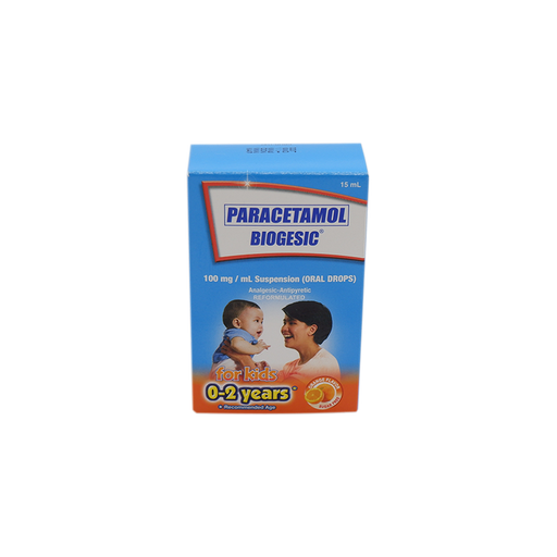 [10009368] Biogesic Paracetamol 100mg/mL Orange-Flavored Oral Drops 15 mL
