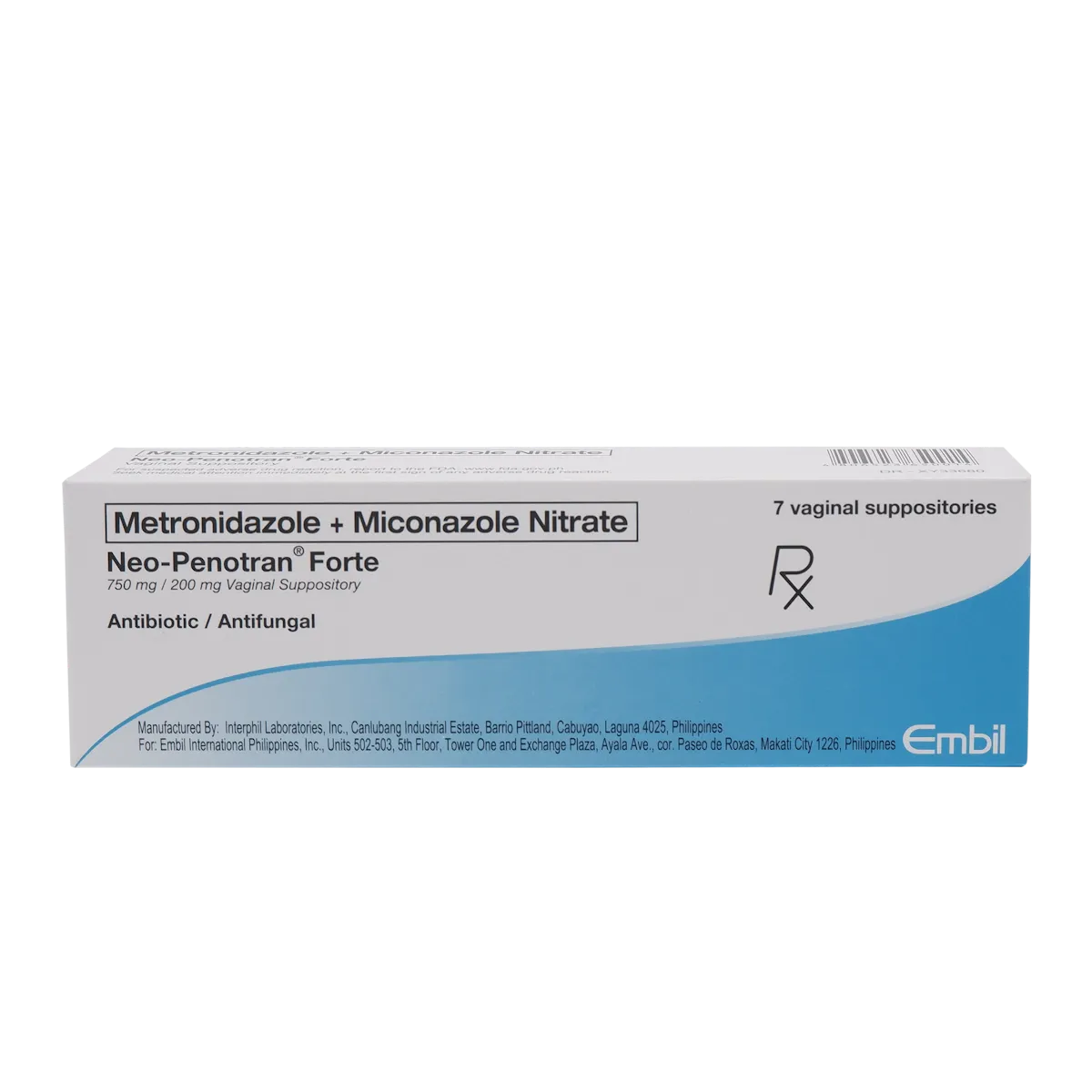 [10004176] Neo-Penotran Forte Vaginal Suppository 750mg/200mg