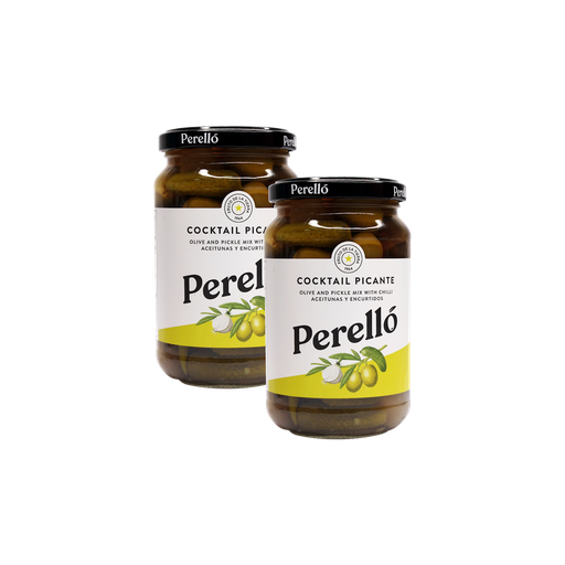 [B10009111] Perello Olive And Pickle Mix With Chili Cocktail Picante 350g (Bundle Of 2)