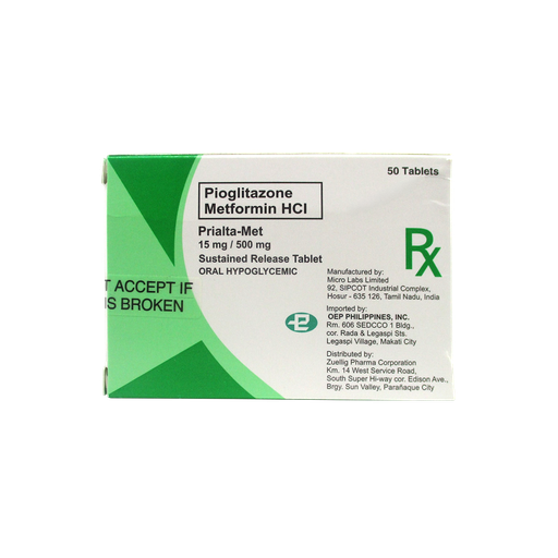 [10003655] Prialta-Met 15mg/500mg Sustained Release Tablet